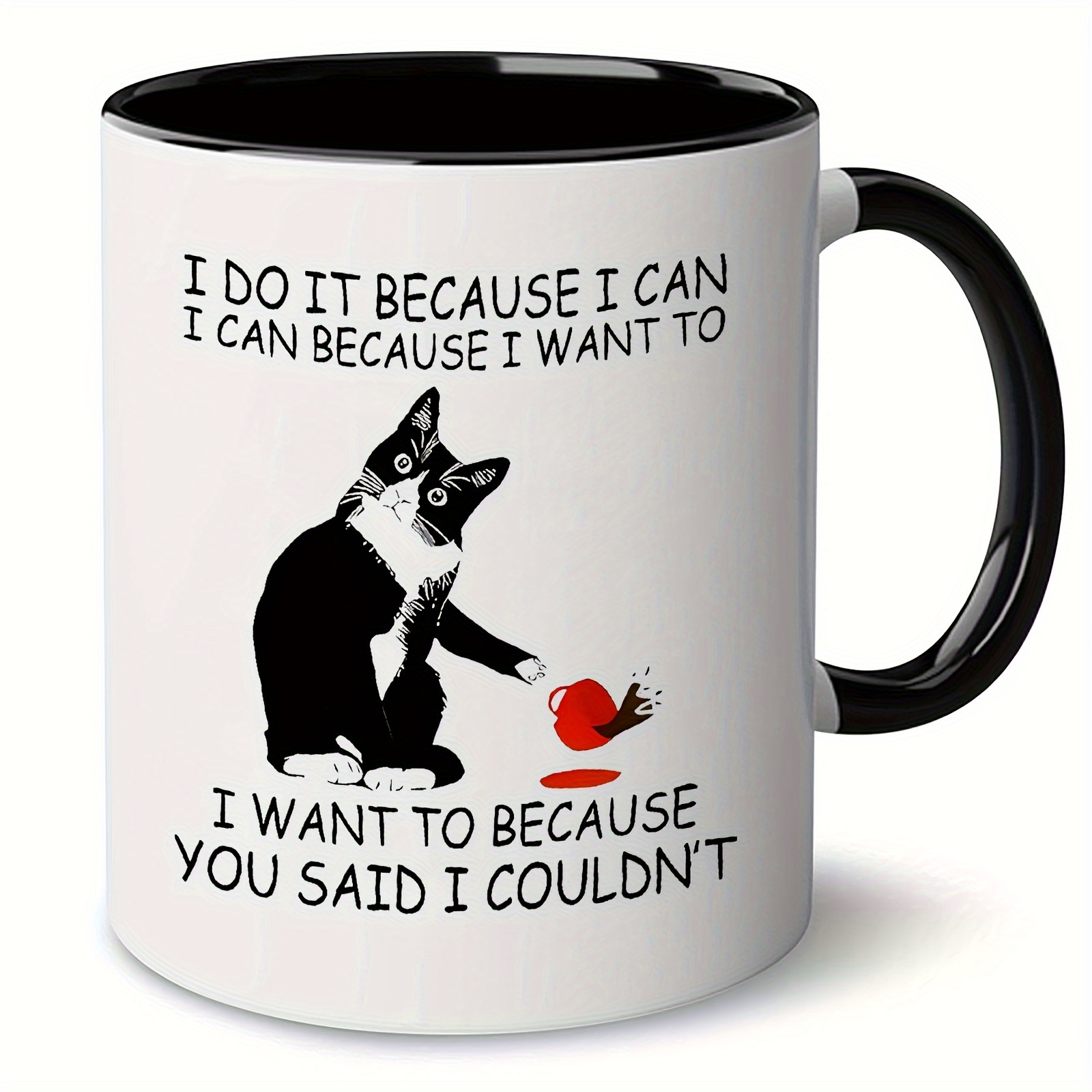 

Cat & Letter Print Insulated Ceramic Mug - Double-walled, -proof Coffee Cup For Home Use - Perfect Gift For Holidays Like Halloween, Christmas, Easter, Thanksgiving