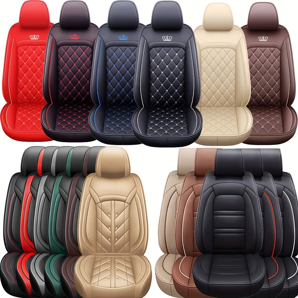 Mulcort 9 Pieces Car Seat Cover, Universal PU Leather Seat Protector, Full Set of Car Interior Accessories for Car, SUV