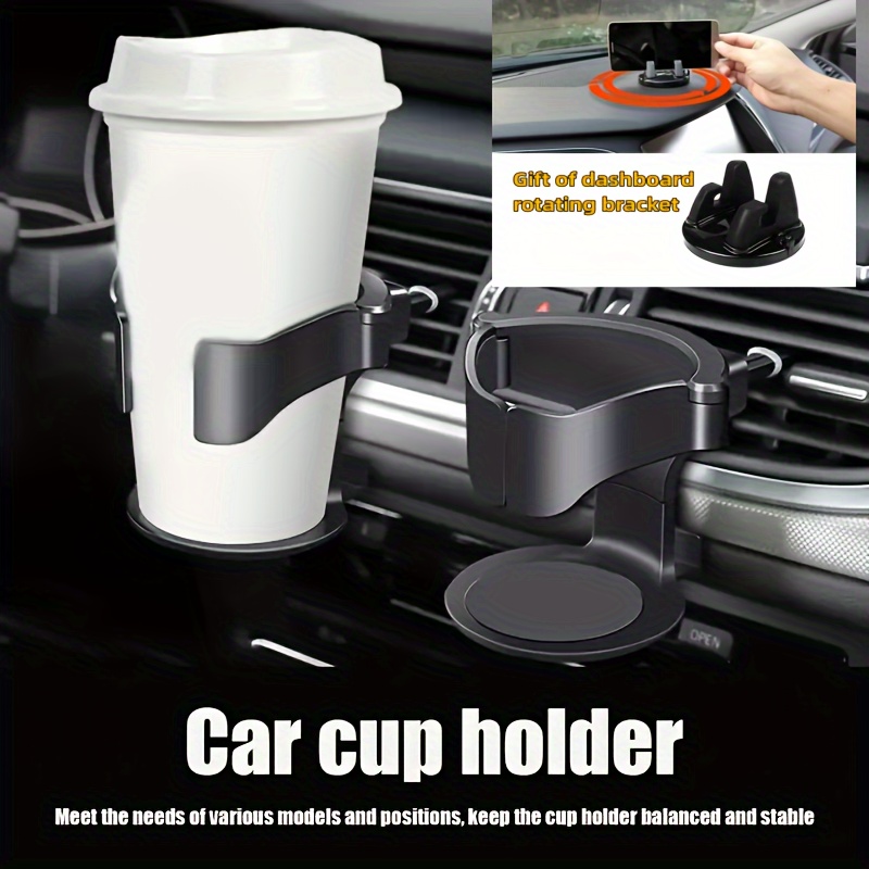 

Adjustable Vehicle Cup Holder With Dashboard Swivel Base, Multifunctional Ac Vent Clip- Mount, Plastic Material, Universal Fit Beverage Holder