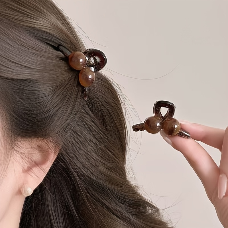 2pcs High Gloss Amber Cherry Hair Clips! The Forehead Side Clip Follows , Instantly Turns Broken Hair Into Exquisite, And Hair Accessory That Combines And