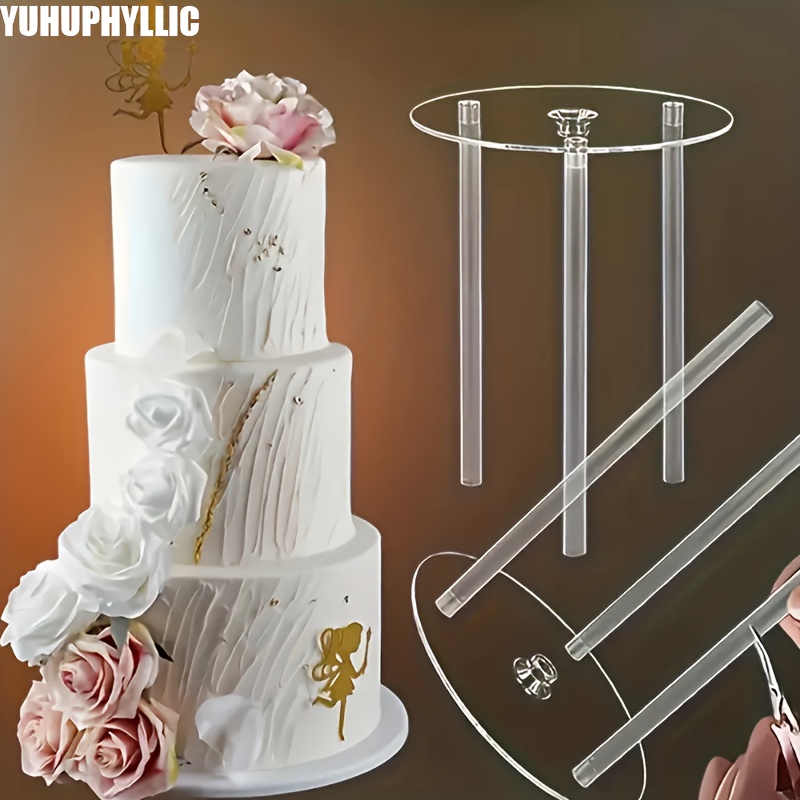 

Yuhuphyllic Acrylic Cake Dowel Rods And Plates Set - Uncharged Clear Cake Support Sticks For Tiered Cakes, Wedding Cake Structure & Stacking System