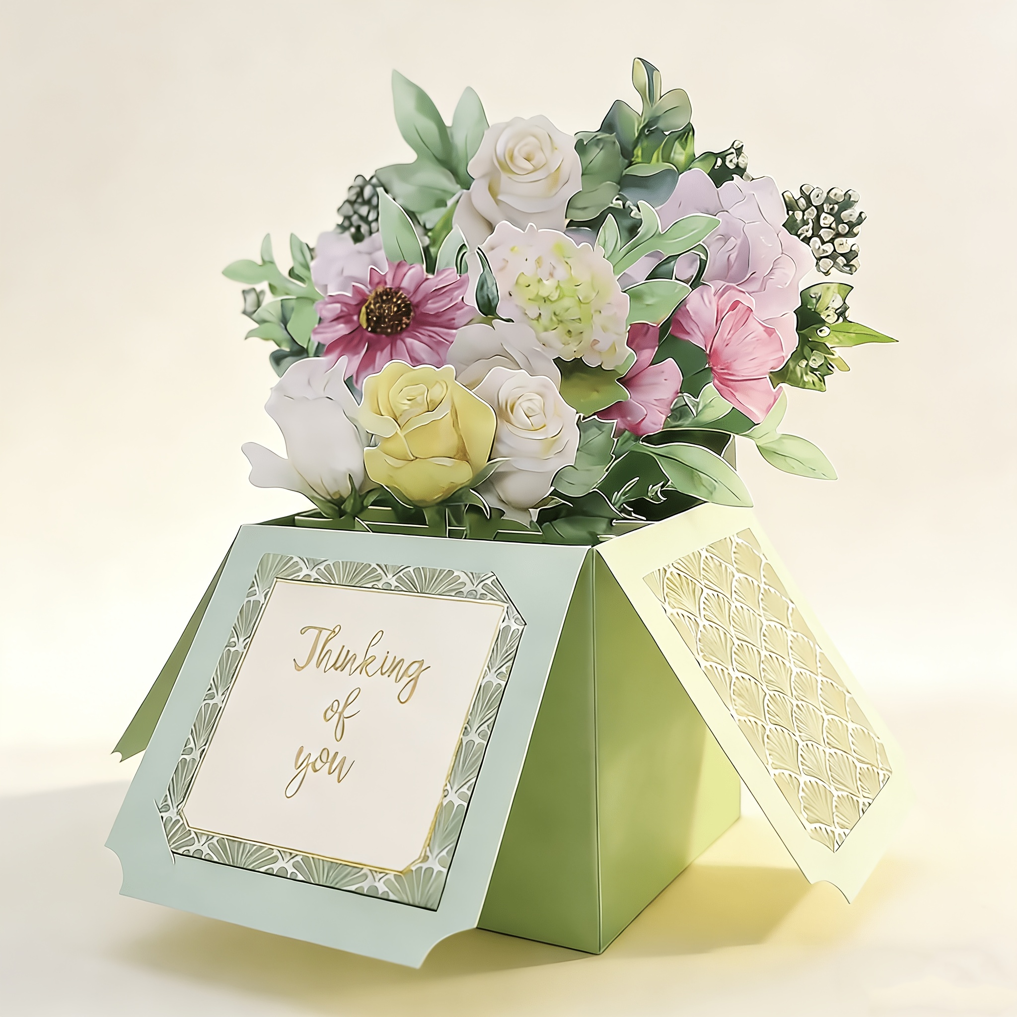 TEMU Tarjeta de felicitación 3D con ramo de flores , regalo " " para y Día de la