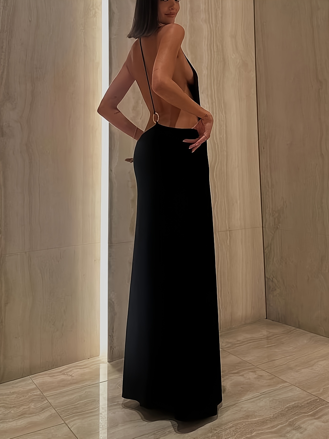 womens backless neck stretch dress suitable