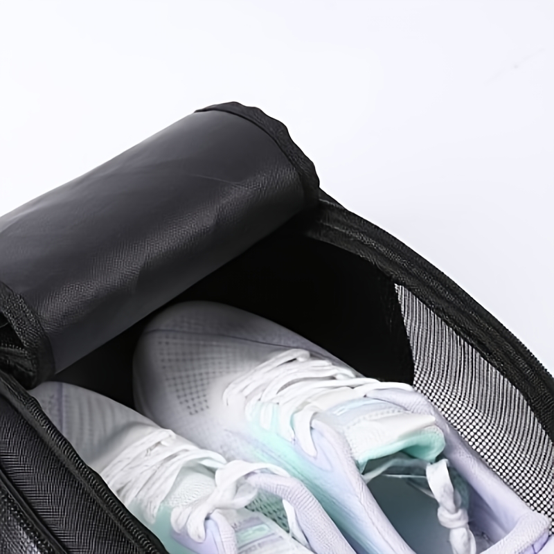 

Large Capacity Sports Shoe Storage Bag, Breathable Mesh Athletic Sneaker Organizer, Portable Non-woven Shoe Carrier With Handle, For Men And Women, Black