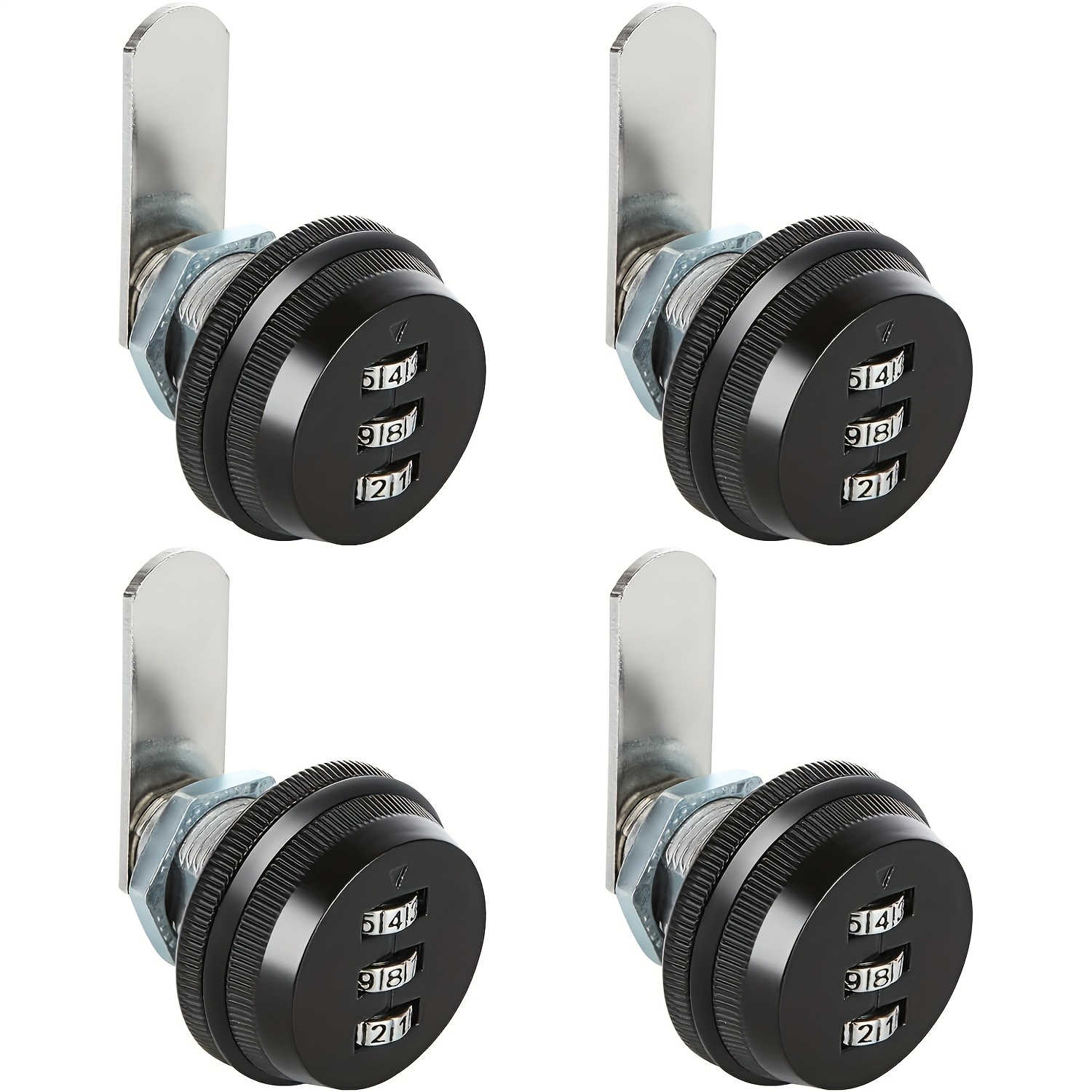 TEMU 4 Pack Combination Cam Lock Cylinder Password Coded Lock -cam Lock For Cabinet Drawers Cam Lock Combination, Black