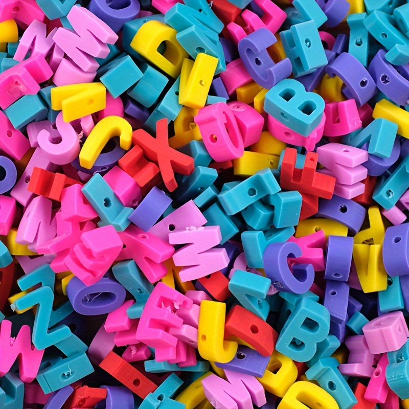 Image of Around 100pcs 7mm Polymer Clay Letter Bead For Bracelet Necklace Crafts Beaded Additions Handmade Jewelry Making Supplies