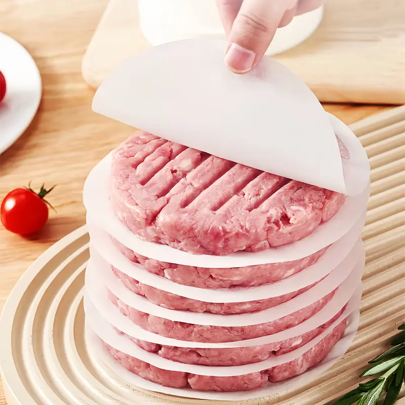200pcs 11cm non stick parchment paper baking paper grease proof paper grease separator paper for kitchen restaurant hamburger beef meatloaf hand pie baked goods baking tray lining food pad paper Product details 1