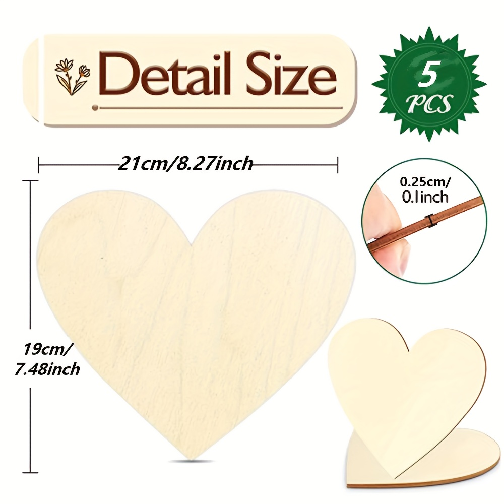 Image of 5pcs Of Wooden Heart-shaped Blank Ornaments, Suitable For Home Holiday Party Painting Decorations, Suitable For Holiday Pendants, Hanging Decorations