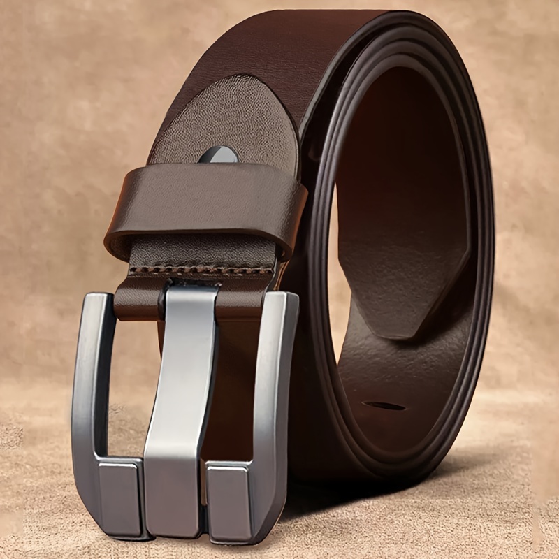 TEMU Vintage Style Belt With Buckle - Black Pu Material And Alloy Buckle - Suitable For Casual And Business