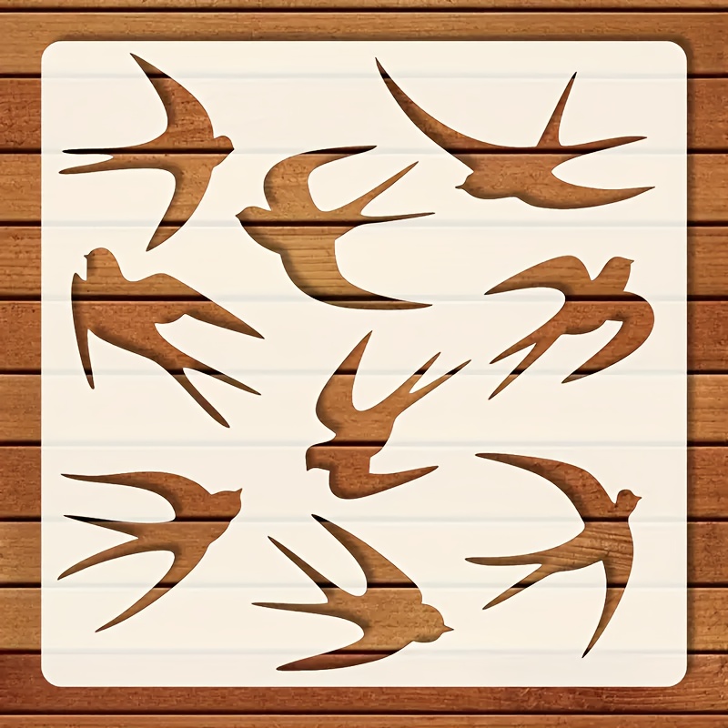 TEMU 1pc Reusable Pet Swallow Painting Stencil - Durable Spring-themed Bird Wall Art Decor, Exquisite Handmade Decoration, Artistic Silhouette,