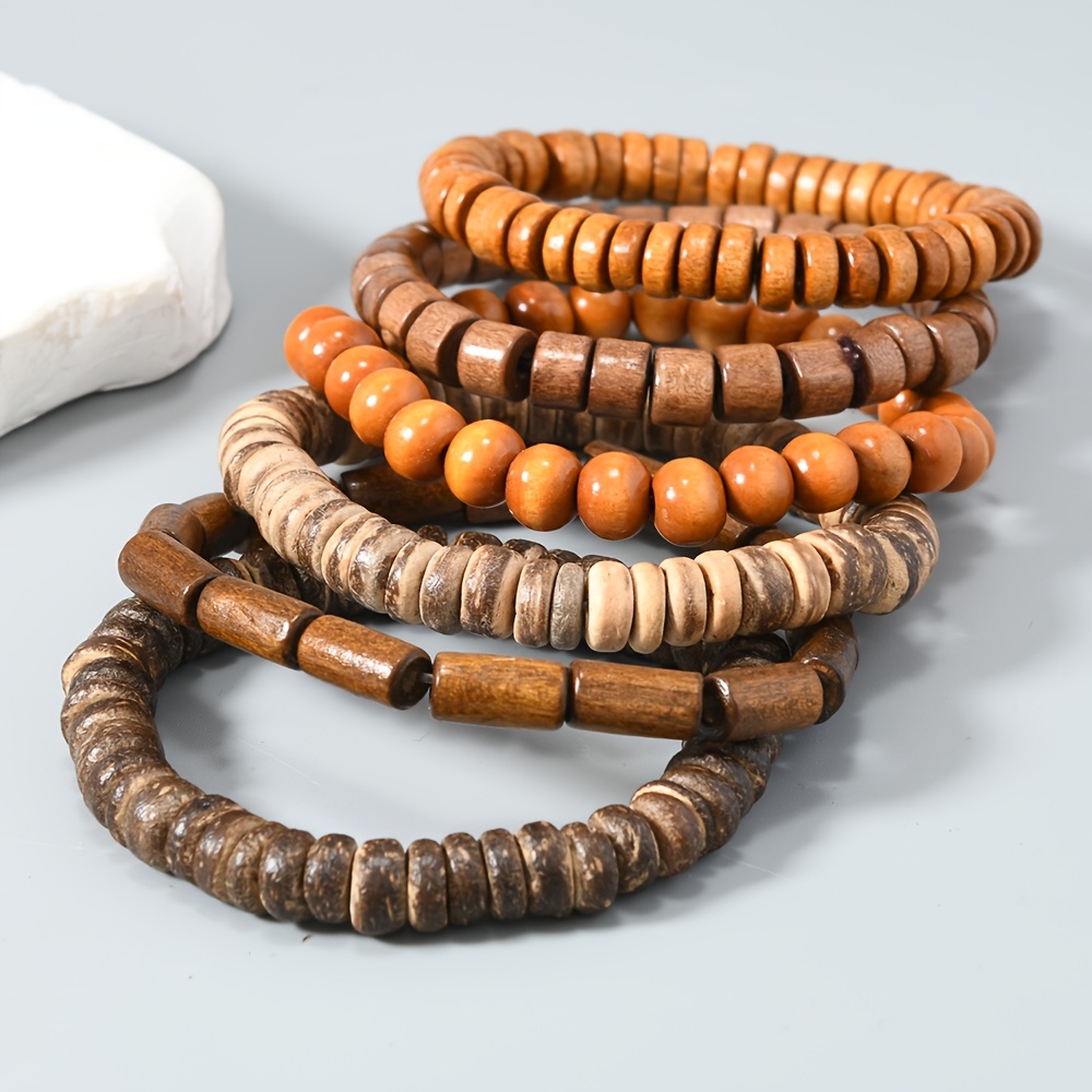 Multi-Layer Stackable Coconut Shell Bracelet Set
