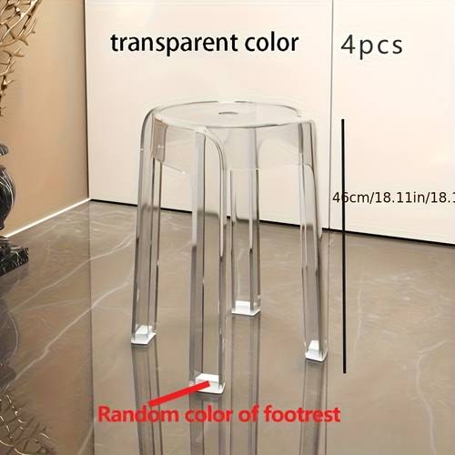 4pcs stool household thickened chair transparent pinwheel chair stackable creative chair easy round stool acrylic easy to store dining chairs living room transparent bench adult dining room pinwheel bench par