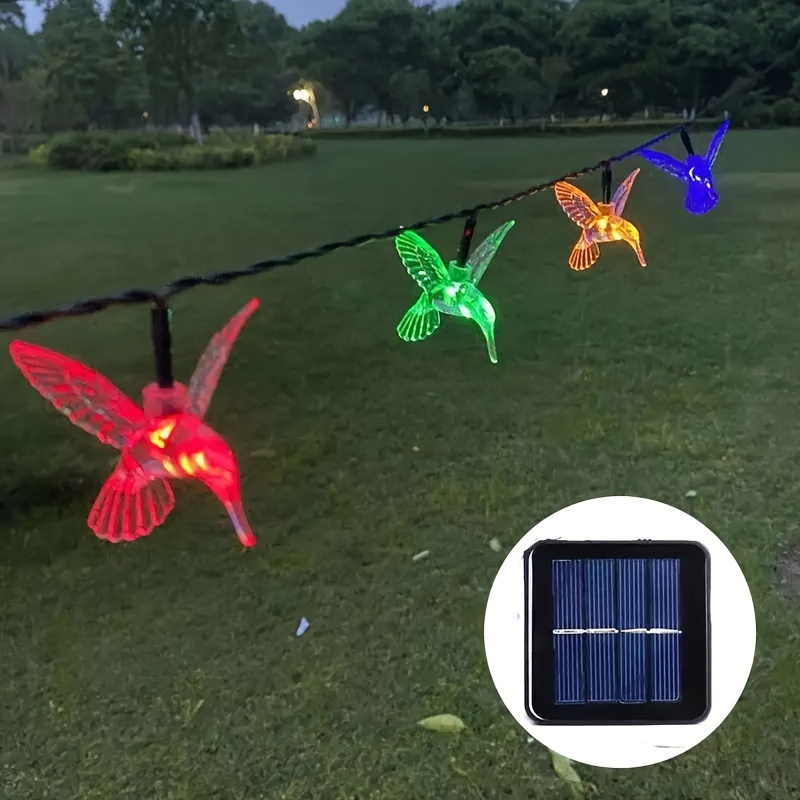 

Solar Hummingbird String Lights - Energy Efficient Led Animal Themed Outdoor Lights For Mardi Gras Decoration, Touch Control, Solar Powered With Nickel Battery, 20-led, 500cm Length, Plastic Material