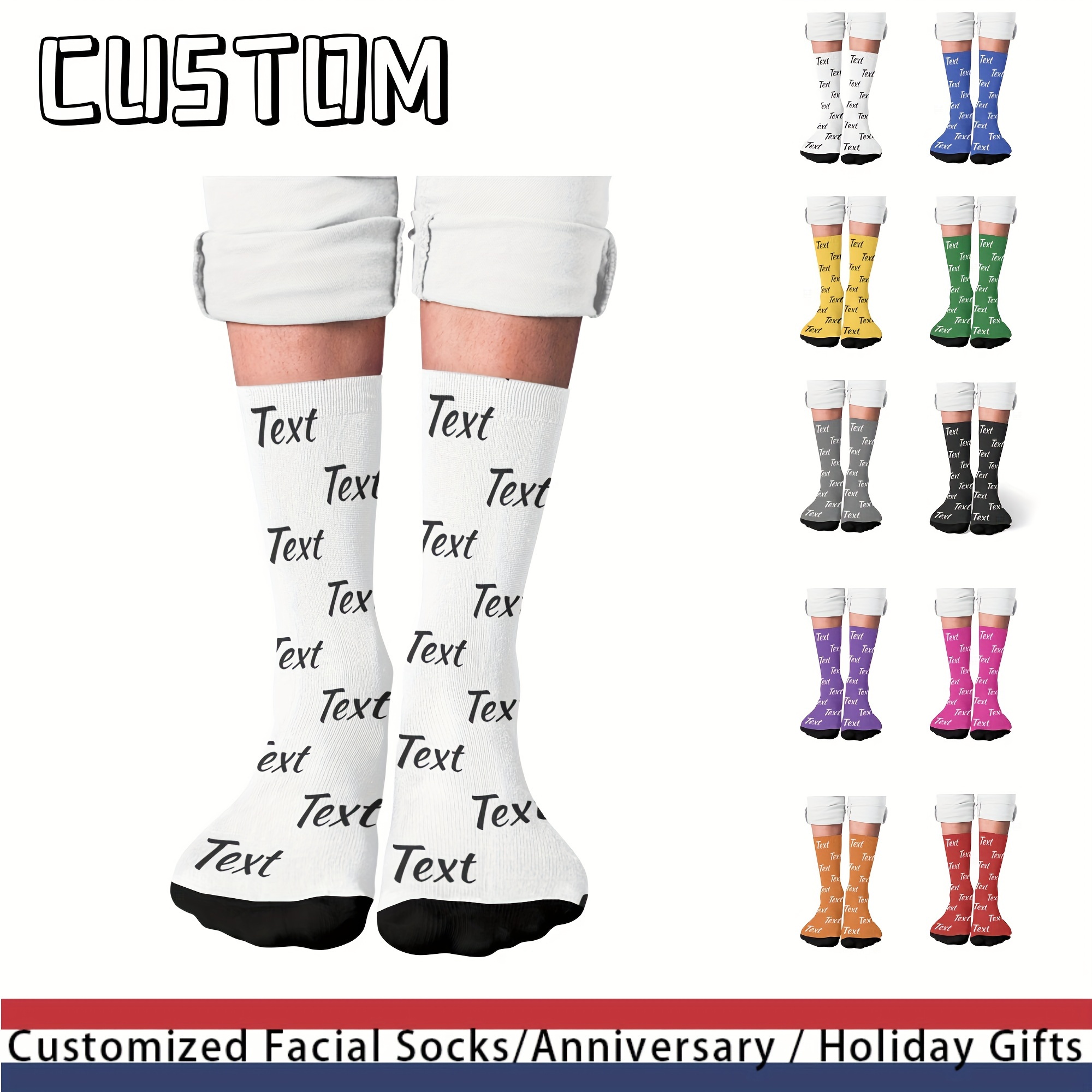 

Customized Face Socks, Personalized Printed Photo Socks, Christmas Holiday Customized Face Socks, Customized Photo Socks With Text, Anniversary Gift For Boyfriend, Funny Socks For Husband