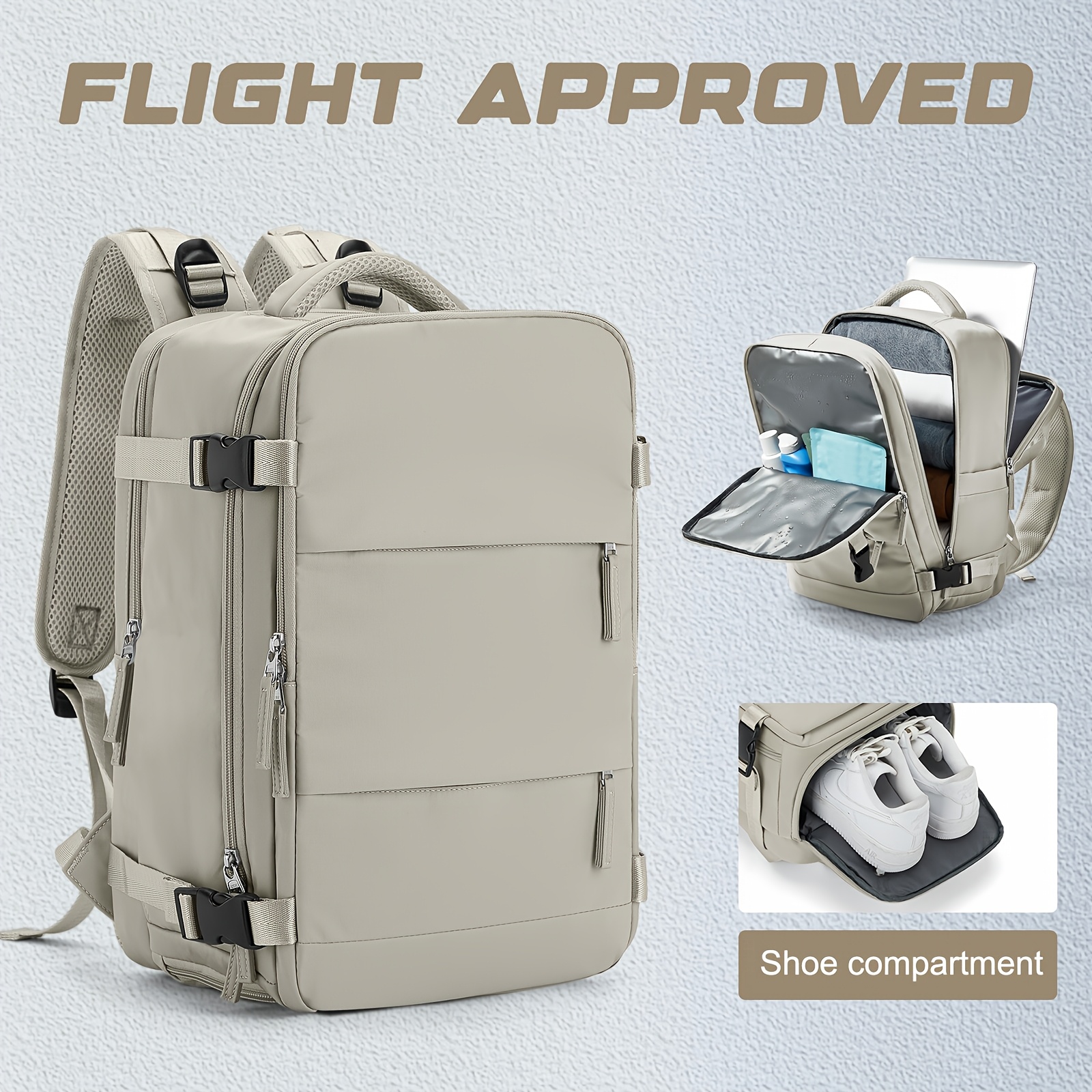 

Sac à Dos de Voyage Polyvalent avec Séparation Sec/Humide, Compartiment pour Ordinateur Portable & Rangement pour Chaussures - Nylon Léger, Adaptée aux Avions pour Hommes et Femmes