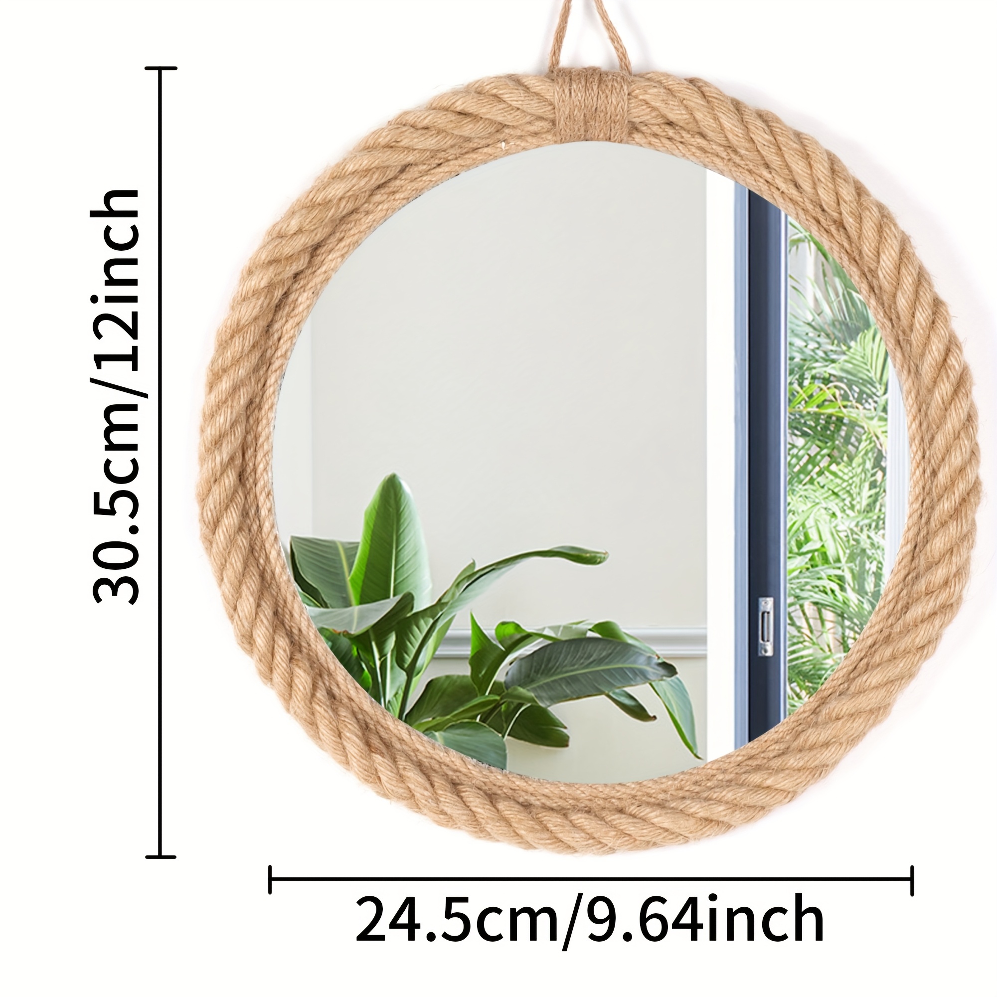 Image of 1pc Round Hanging Mirror For Wall, Art Wall Decor Decorative, Circle Handmade Mirrors For Apatment, Living Room, Bedroom, Nursery, Entryway, Bathroom, Christmas Decor