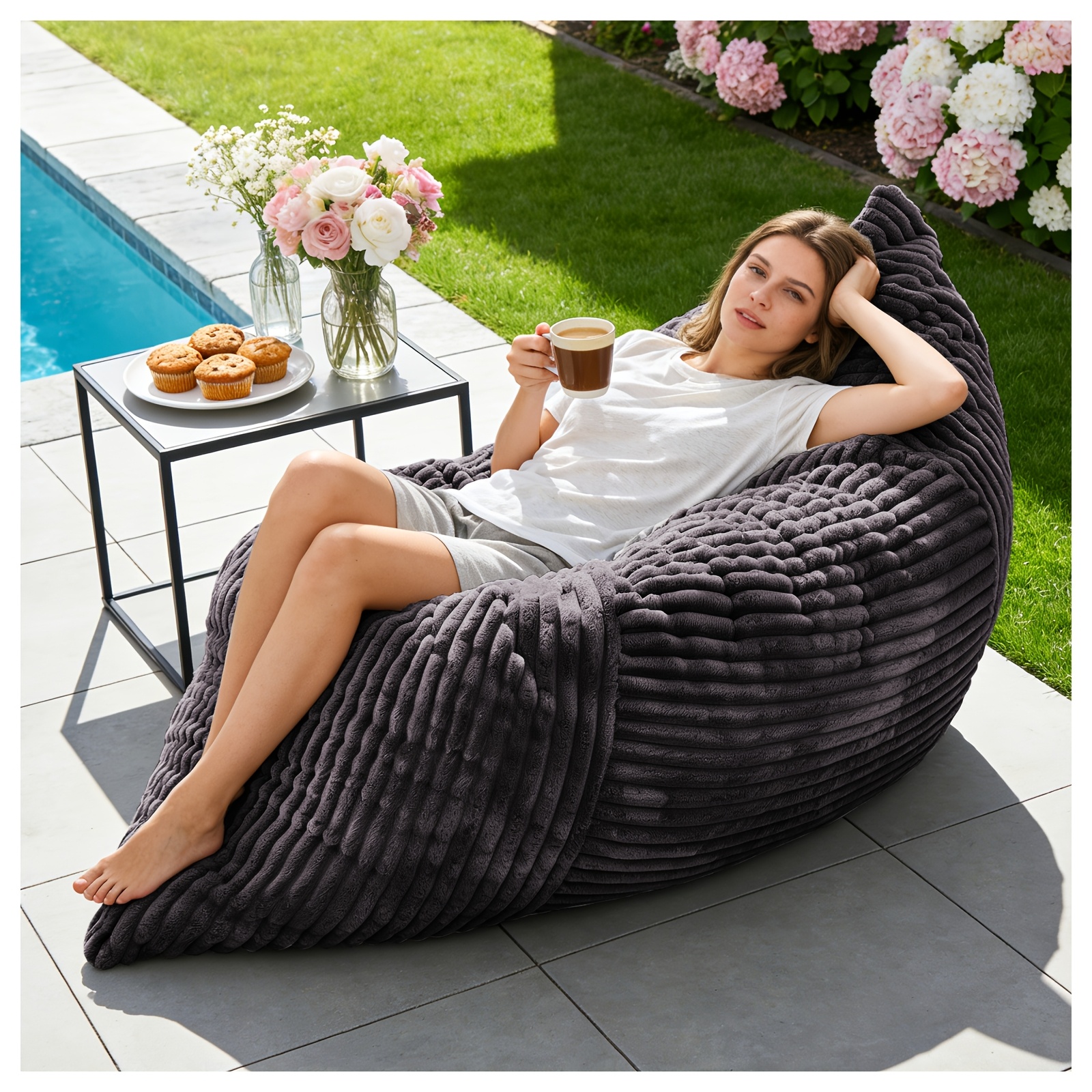 hof lazy sofa 3 in 1 cord sitzsack abnehmbarer waschbarer