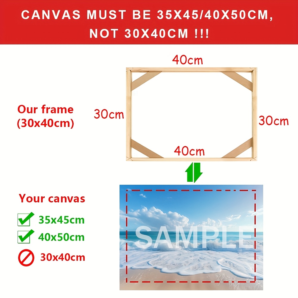 1 Set Canvas Frame Kit (4 Bars) Wooden Stretcher Bars With Additions, Frame Kit No Canvas Included, Easy Assembly, Canvas Be 5cm Larger Than Frame, For Canvas Painting, 30x40 40x60cm