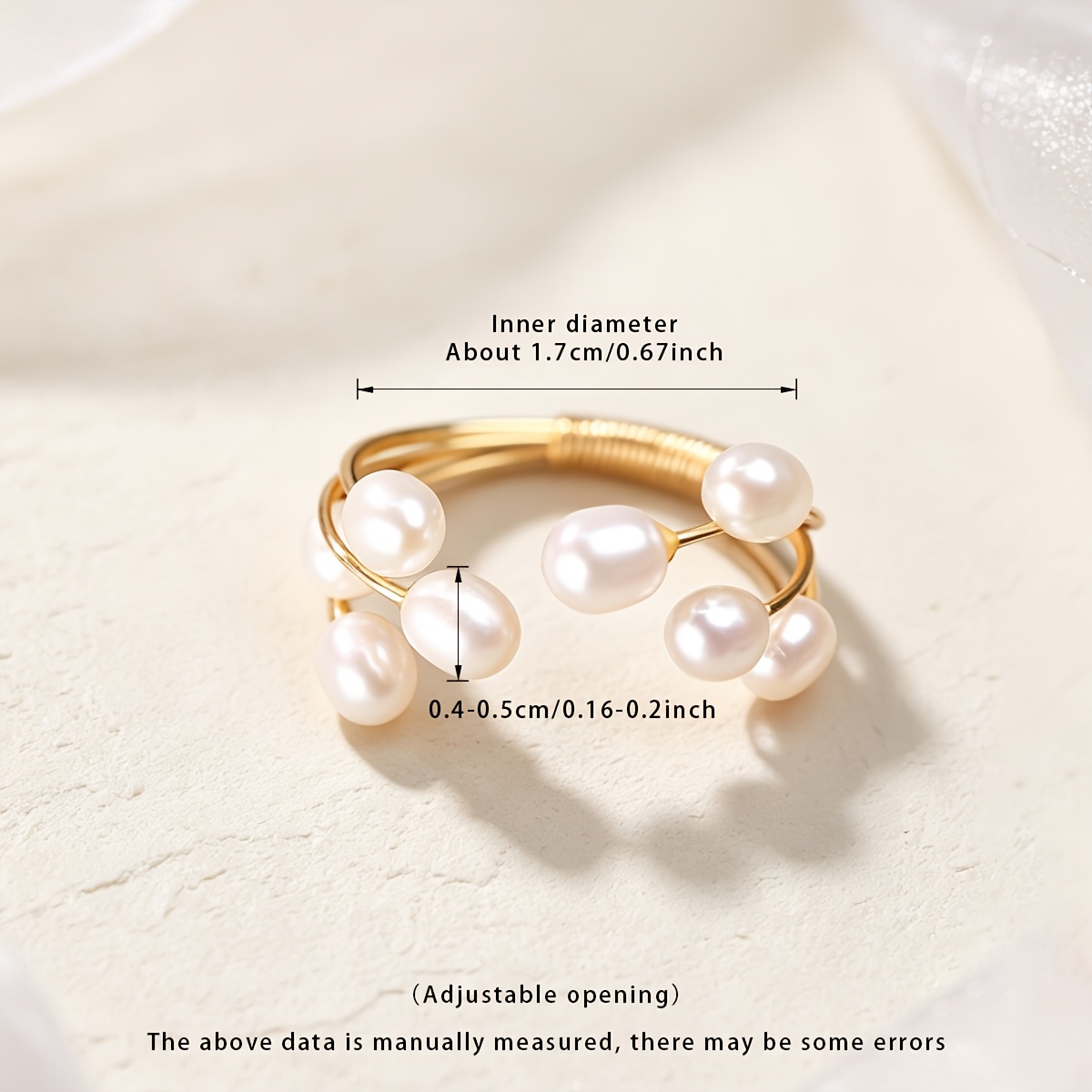Image of Gift Box Packaging, A Ring Inlaid With 8 Freshwater (4-5mm Each), Featuring A Firework-. This Niche-style Piece Is An Exquisite Jewelry Item. And Color Of The Are , Which May Slightly From The Images.