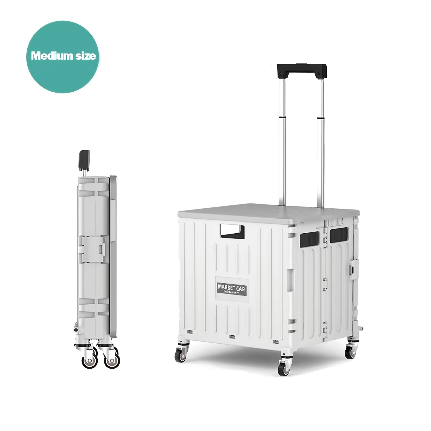 TEMU Folding Portable Utility Rolling Cart 11.89/17.17 Gal, Lightweight Cart With Universal Wheels And Lid, Plastic Storage Organizer, Home Decor, ,