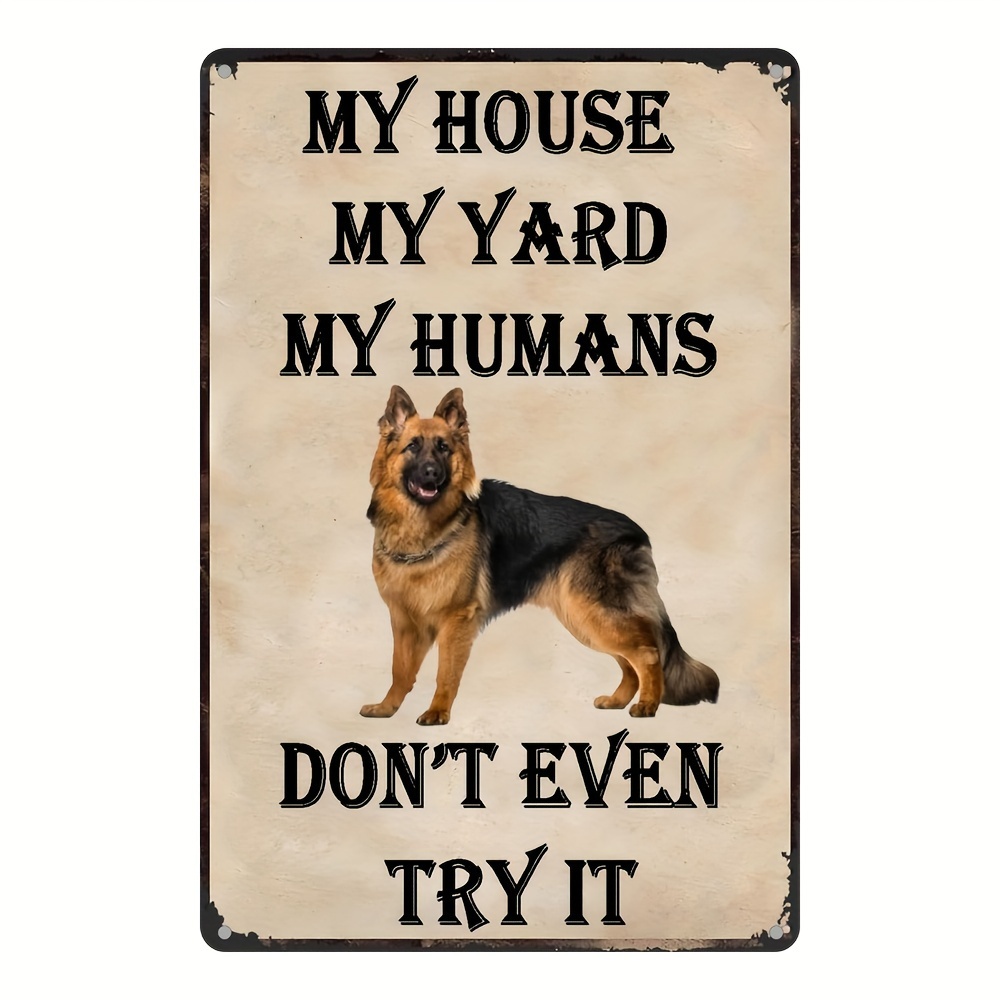 

1pc German Shepherd Protective Warning Sign - Aluminum, Waterproof & Weather-resistant Wall Hanging, Multipurpose Decorative Plaque For Home, Yard, Bar, Cafe - 8x12 Inches