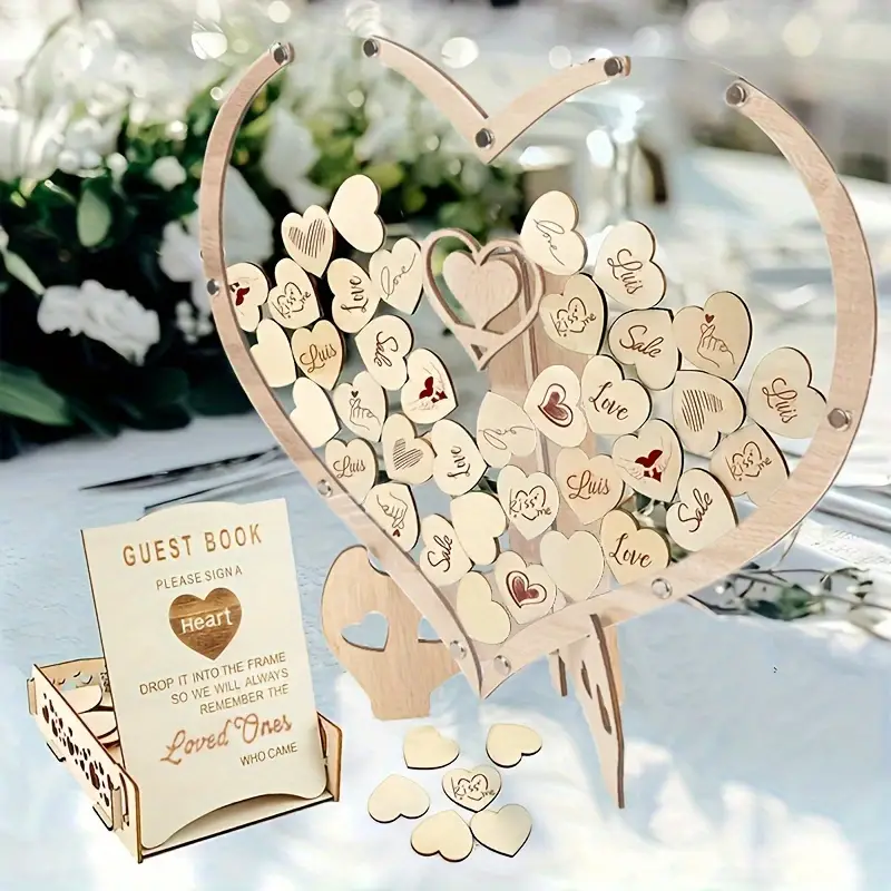 Livre d'Or Cœur en Bois Livre d'or Mariage en Bois avec 88 Cœurs Décoration Personnalisable Cadre Bois de Signature - Beaux-Arts et Loisirs créatifs Livre d'Or Cœur en Bois Livre d'or Mariage en Bois avec 88 Cœurs Décoration Personnalisable Cadre Bois de Signature - Beaux-Arts et Loisirs créatifs