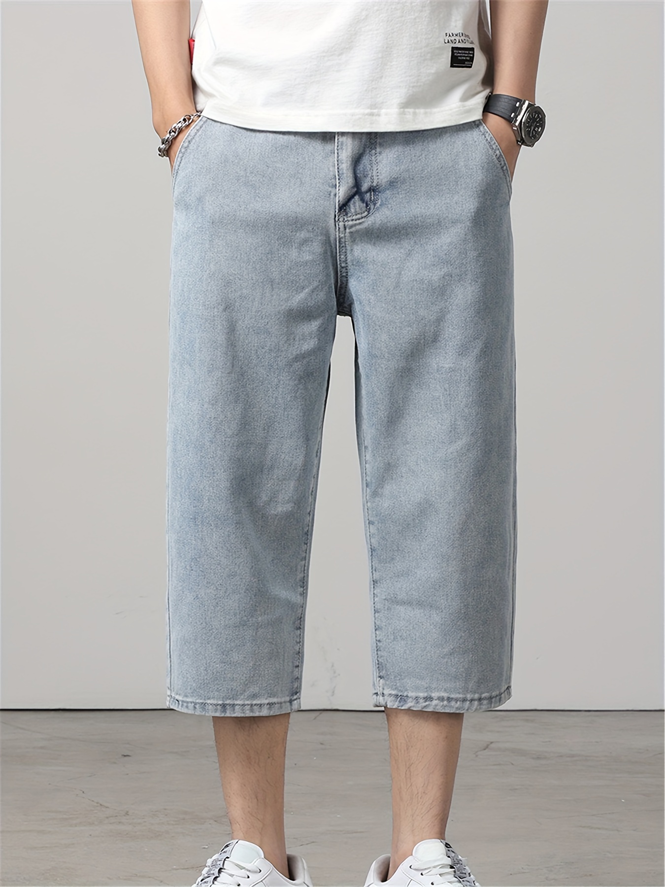 Denim Capri Three Quarter Length Jeans Mens Men's Lightweight