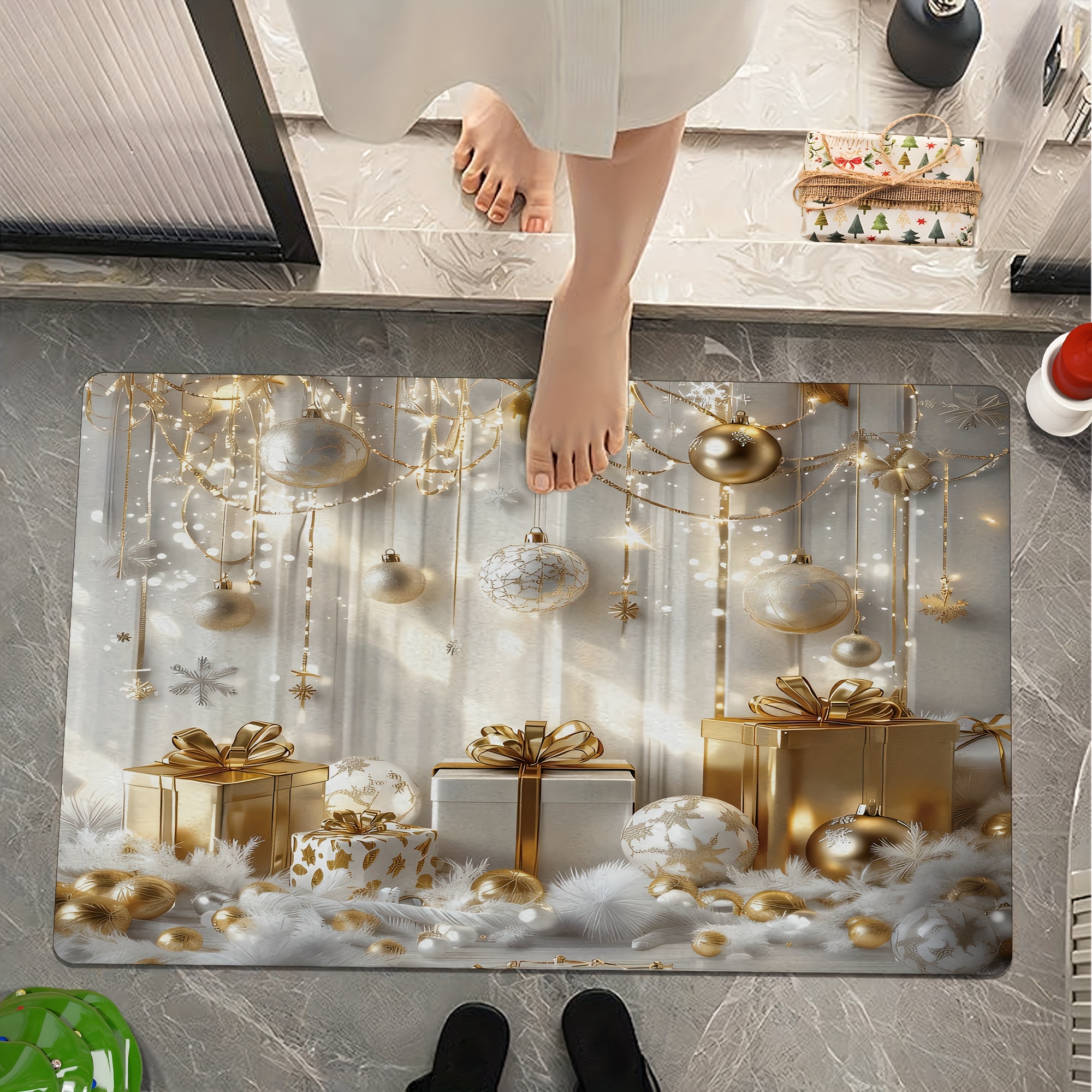 

& Christmas Bathroom Rug - , -dry Diatomite Mat For Decor, For Bathroom, , , Christmas Decor