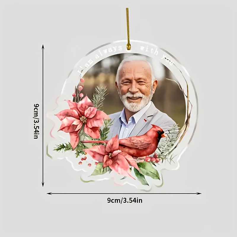 TEMU 2d Flat, Personalized Acrylic Christmas Ornament With Memorial Photo Pendant, Custom Mourning Gift, Holiday Acrylic Keepsake For Home Decor