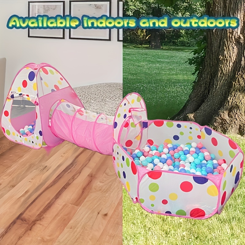 

3-in-1 Baby Play Tent With Ocean Ball Pool & Tunnel - Foldable & Portable, Includes Storage Bag - Perfect For Indoor/outdoor Fun, Ideal Birthday Gift For Boys & Girls Ages 0-3