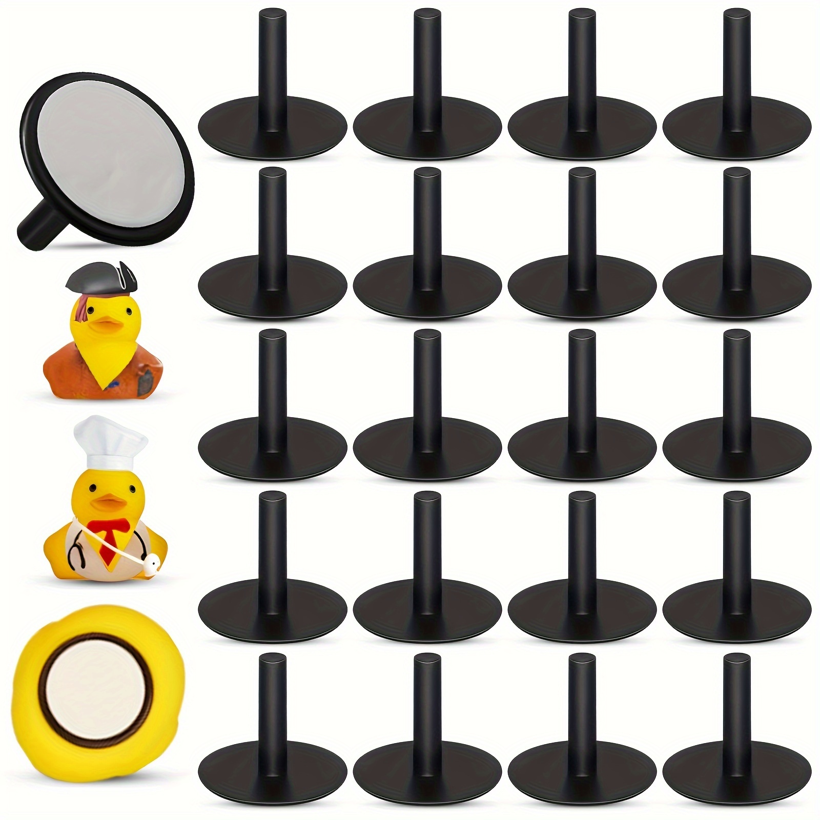 

20pcs Rubber Duck Display Stands, Plug Ducks Display Fixed Mount Duck Car Gift For Car Lover Black, For Home Room Living Room Office Decor, (rubber Ducks Not Included)