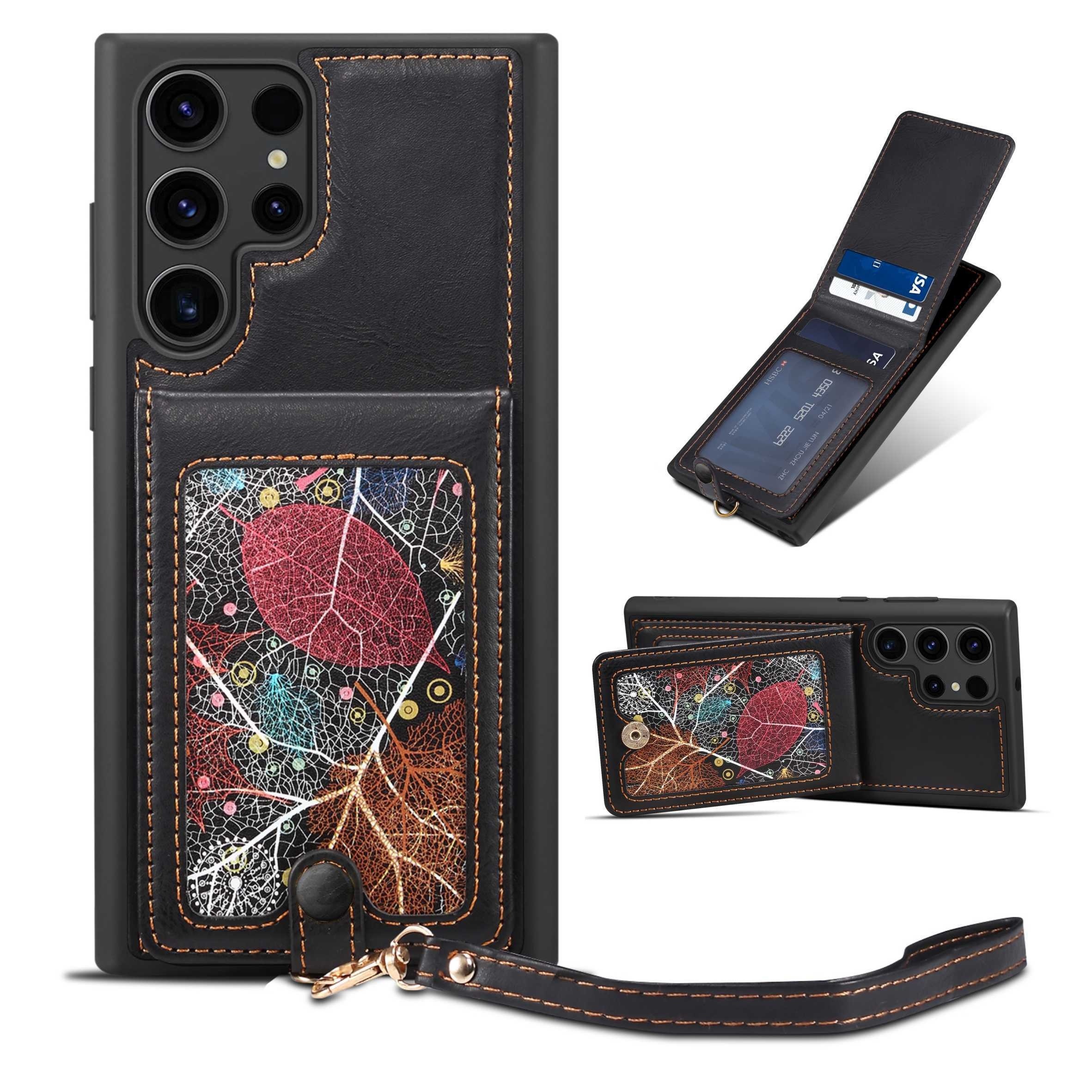 For Samsung Galaxy S24 Ultra Leather Case Wallet Phone Cover with