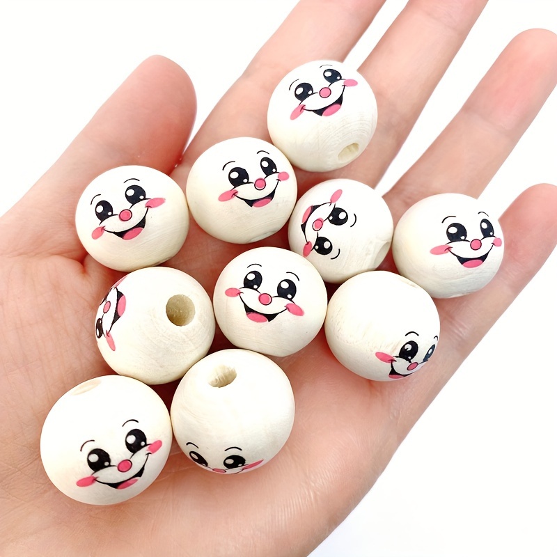 

30pcs 20mm, 4mm Hole Mouse Face Wooden Beads For Jewelry Making Diy Creative Cute Christmas Tree Farmhouse Garden Beaded Decorations Handmade Craft Supplies