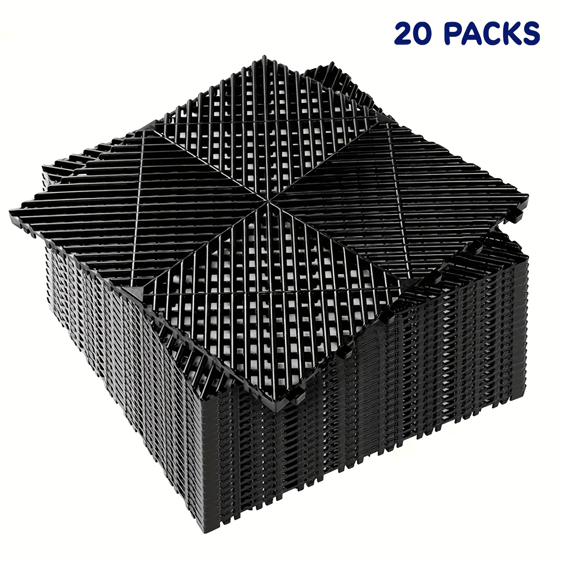 TEMU 10 Edges And 2 Corners Optional 20 Pack Large 16"x 16"x 0.75"(thickness) For Garage Floor Mats, Interlocking For Garage Floor Tiles, Modular