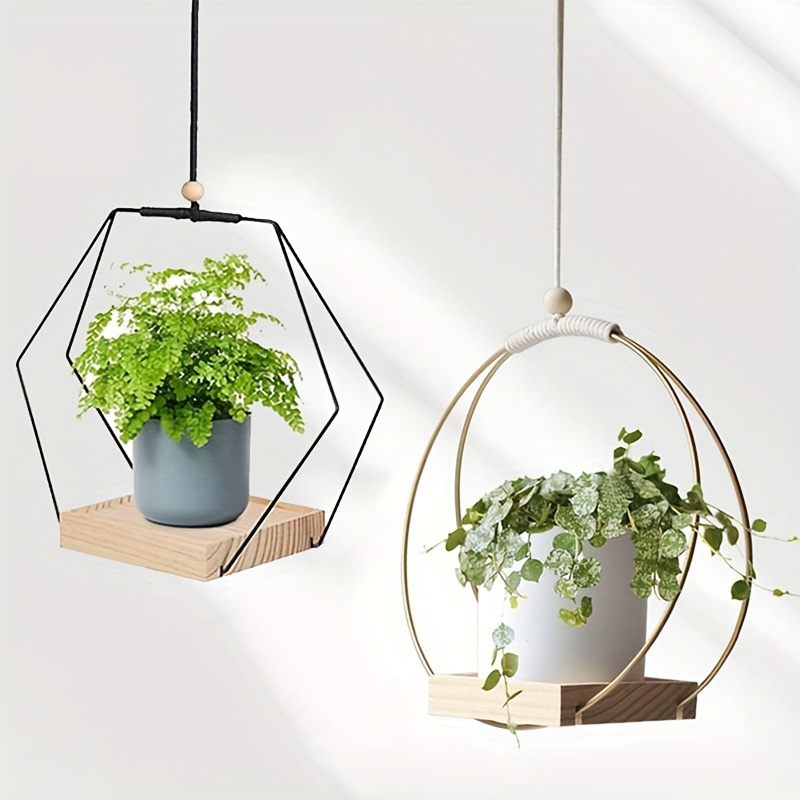 

Irregular Geometric Metal Hanging Plant Shelf, Multipurpose Air Plant Pot Holder, Indoor Outdoor Floating Plant Rack, Decorative Ceiling Suspended Planter Display - No Electricity Or Battery Needed