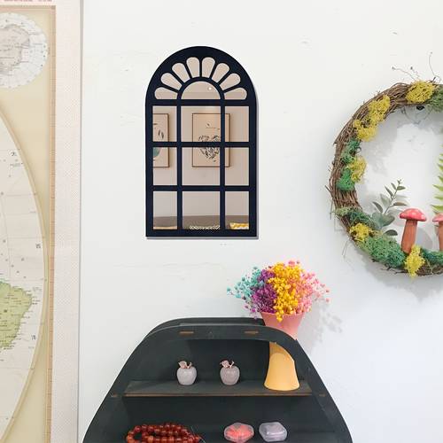 acrylic mirror creative wooden vintage archway window wall mirror home decor wall mirror