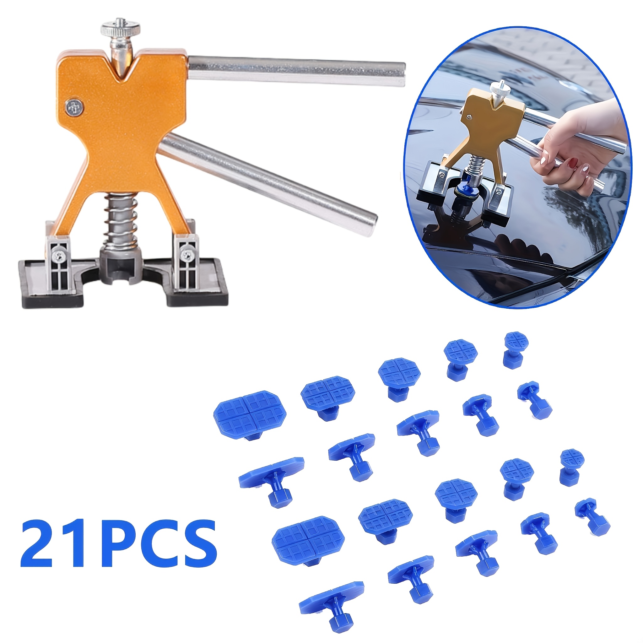 TEMU Kit de Réparation de Bosses en Voiture avec Extracteur de Bosses Peinture & Entretoise - Démontage de Bosses DIY/Professionnel, Système de