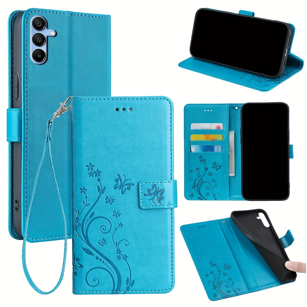 

Pu Leather Wallet Flip Case With Lanyard Support Flip Phone Case For A15 A55 A35 4g 5g