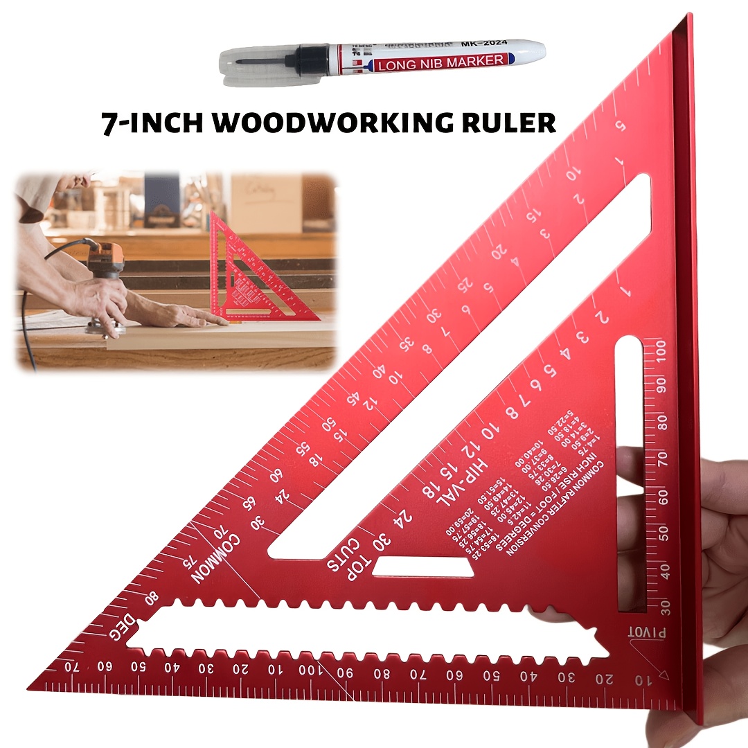 DIYEAH Professional Carpentry Square Ruler – Aluminum Alloy L-Shaped Right Angle Measuring Tool, Center Finder For Woodworking