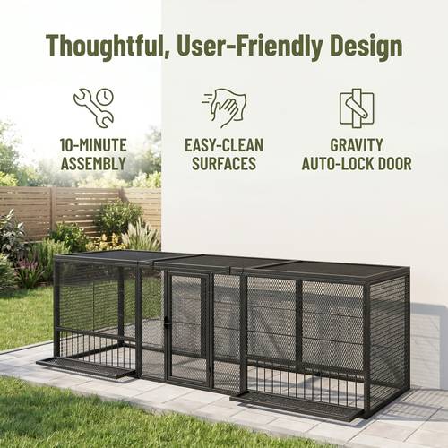 Poultry Cage & Pen Elevated Timber Roof Zero-Mess Access -Proof Barrier for Quail Habitat Backyard Micro-Farm Eggs Production Small Animal Enclosure