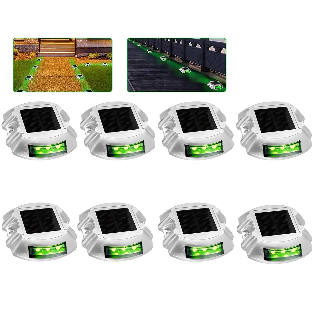 TEMU Solar Deck Lights Led Driveway Lights Solar Powered Dock Light Outdoor Ip65 Road Markers For Step Sidewalk Stair Boat Garden Ground Pathway Yard