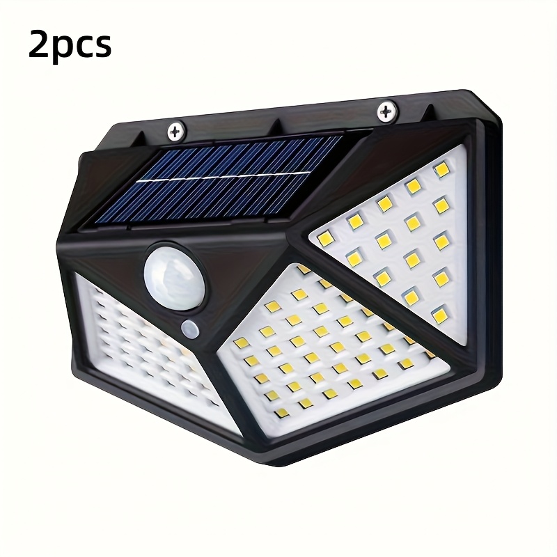 TEMU 2pcs Of Solar Outdoor Lights, 100led Wall Mounted Induction Lights, Garage, Intelligent Light Sensing Sensor, Waterproof Ip54 Solar Charging,