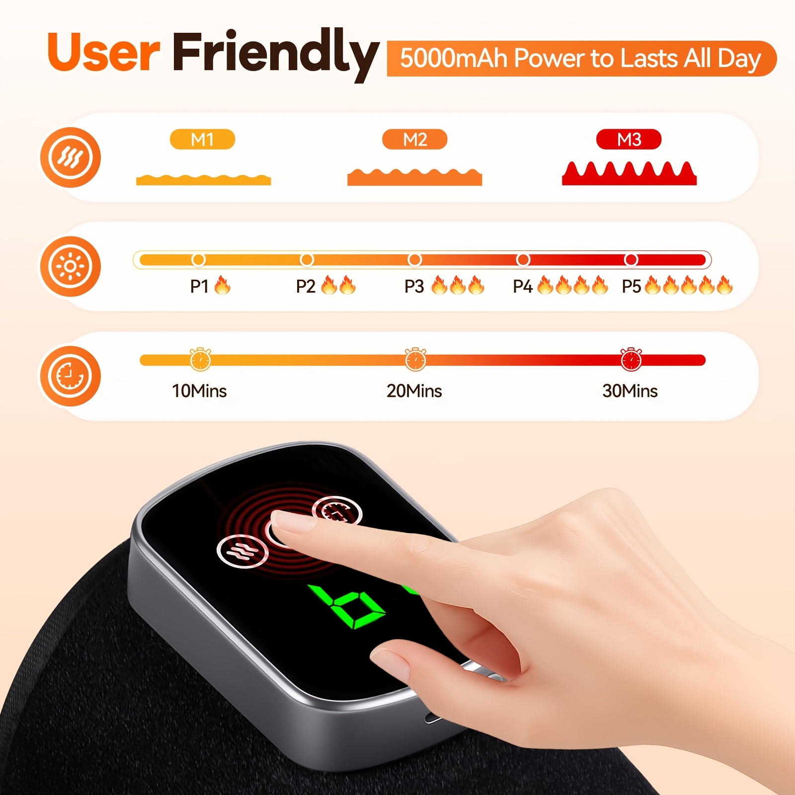 Heated knee massager with vibration therapy