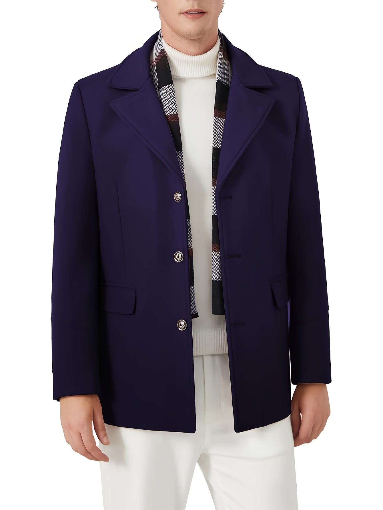 mens wool blend coat warm winter trench coat detachable soft - Temu