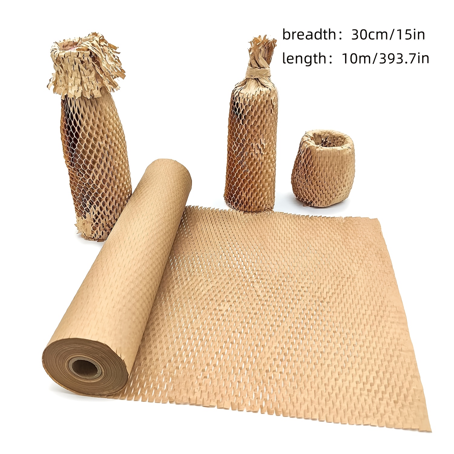 Image of Honeycomb Packing Paper, 15" X 393.7"/ 12" X 393.7" Packing Paper Substitute Alternative For Bubble Cushioning Wrap For Moving Shipping Packaging, Moving Supplies, Bubble Packing Wrap, Protective Roll