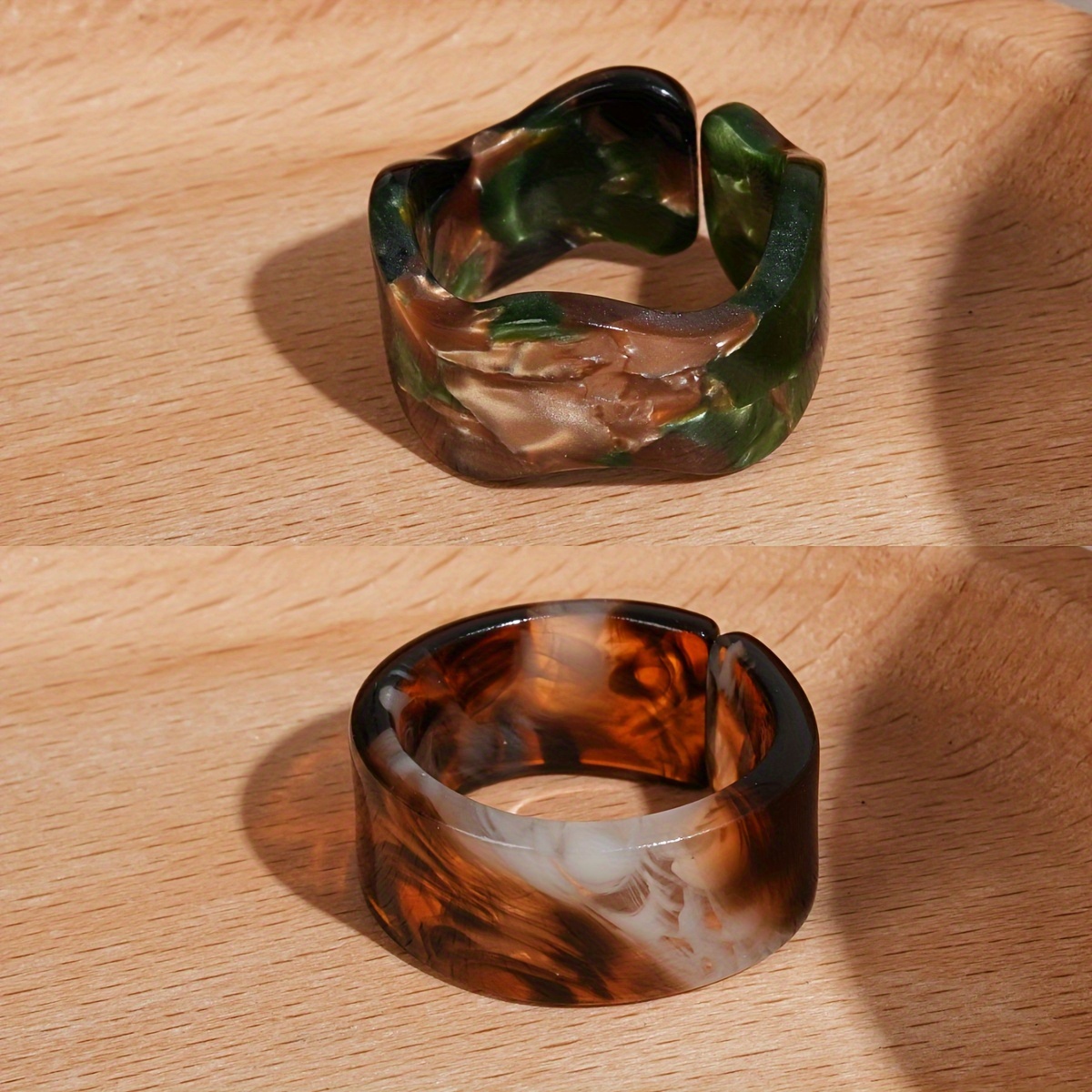 Geometric Resin Open Rings Set + All Match Rings Set