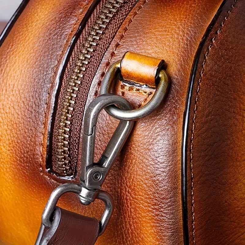 1pc Genuine Leather Saddle Bag for Women, Solid Color, Zipper Closure, Lined, Versatile for Autumn and Winter, Hand Wash/Dry Clean Only