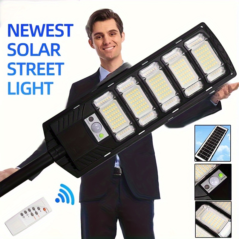 

10,000lm Solar Street Light - 240 Leds, Motion Sensor, Dusk To Dawn Floodlight For Yard & ,, Remote Control Included