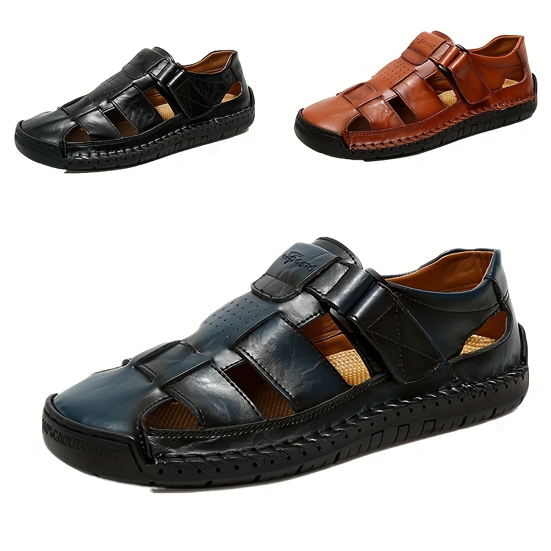 leather sandals for men sold on Temu United States