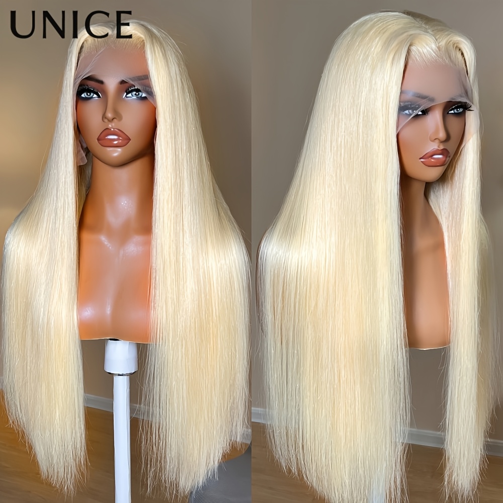Image of Unice 13x4 Slip Lace Front Wig Suitable For - Glueless Human Hair Wig With Hairline, 180% Density Body Wave & Straight Blonde Wigs For Men &, No Glue Application Required